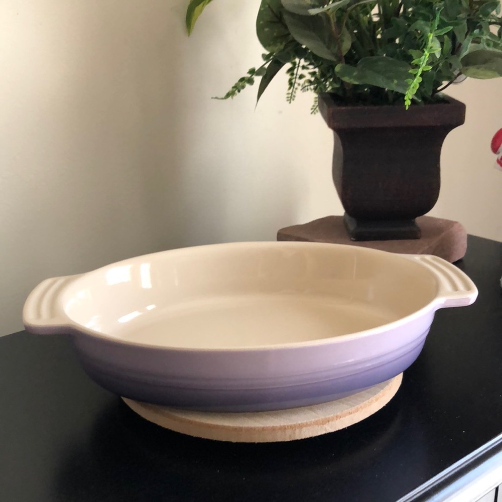 Le Creuset Cream Interior Lavender Exterior Oval Baker